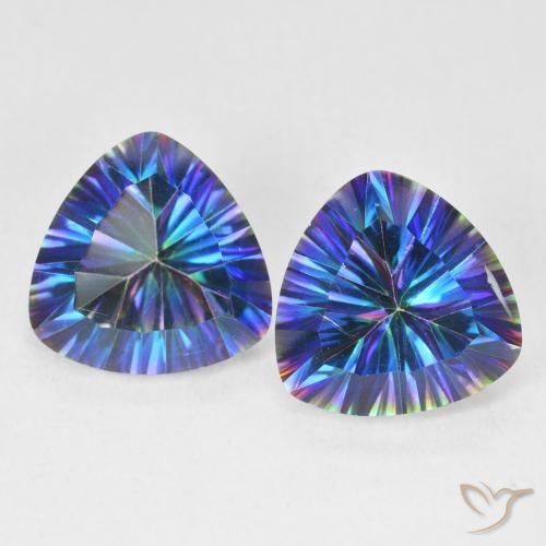 6.06ctw Naturel Bleu multicolore Quartz mystique, Trillion, VVS-VS