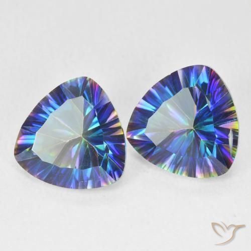 Shop natural 6.06ct Bleu multicolore Quartz mystique gems, Trillion, from Brésil at GemSelect. In stock, global shipping!