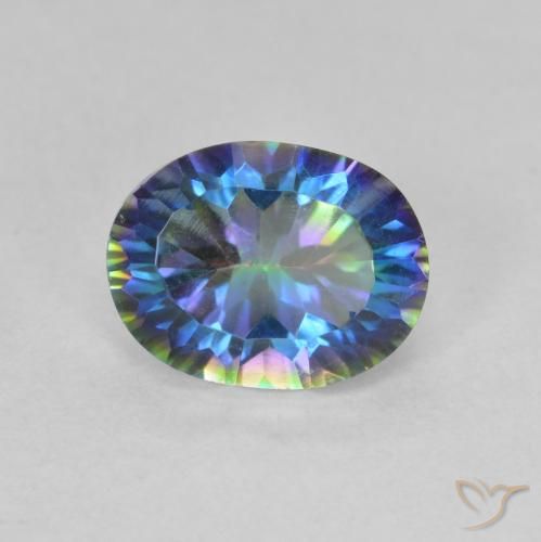 Quartz mystique Multicolore naturelle Coupe ovale, 1.84 ct, VVS-VS