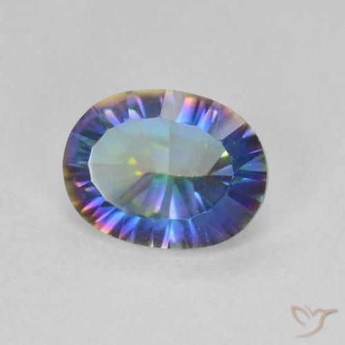 Quartz mystique Multicolore naturelle ovale, 1.64 ct, VVS-VS