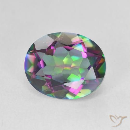 Quartz mystique Multicolore naturelle ovale, 3.60 ct, VVS