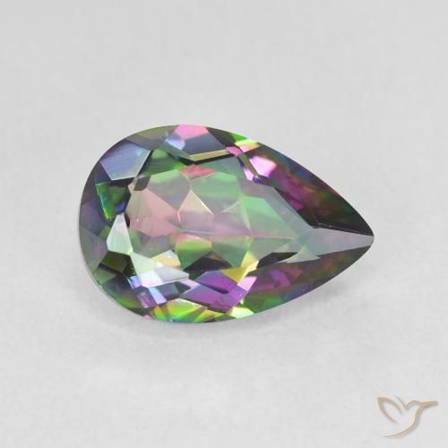 Quartz mystique Multicolore naturelle En forme de poire, 2.96 ct, VVS-VS