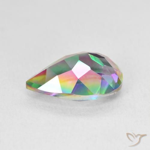 Quartz mystique Multicolore naturelle En forme de poire, 2.96 ct, VVS-VS