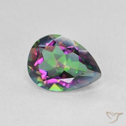 Quartz mystique Multicolore naturelle En forme de poire, 0.98 ct, VVS