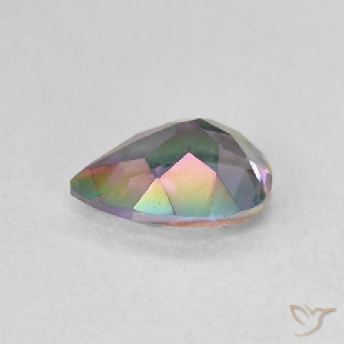 Quartz mystique Multicolore naturelle En forme de poire, 0.98 ct, VVS