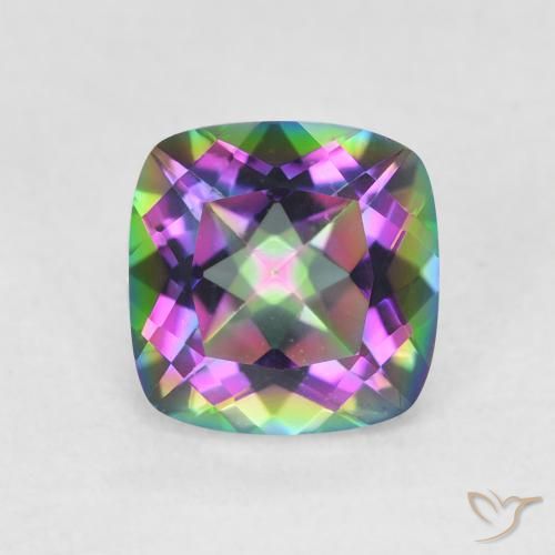 Quartz mystique Multicolore naturelle Coussin, 1.40 ct, VVS