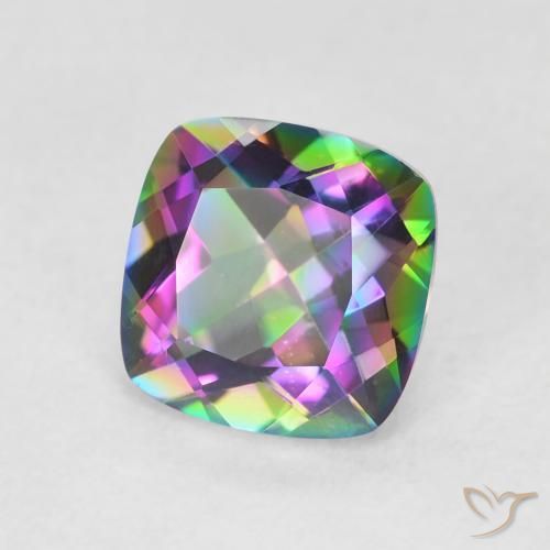 Quartz mystique Multicolore naturelle Coussin, 1.40 ct, VVS
