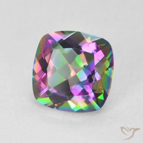 Quartz mystique Multicolore naturelle Coupe coussin, 1.42 ct, VVS