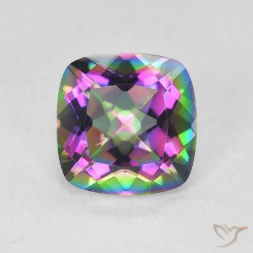 Quartz mystique Multicolore naturelle Coussin, 1.40 ct, VVS