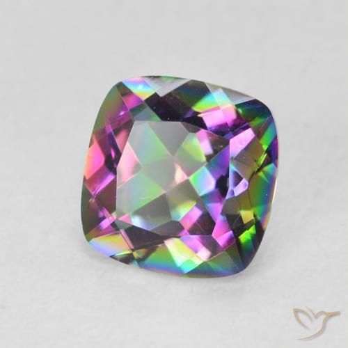 Quartz mystique Multicolore naturelle Coussin, 1.40 ct, VVS