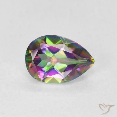 Quartz mystique Multicolore naturelle En forme de poire, 0.66 ct, VS