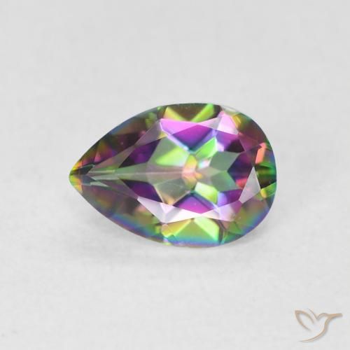 Quartz mystique Multicolore naturelle En forme de poire, 0.66 ct, VS
