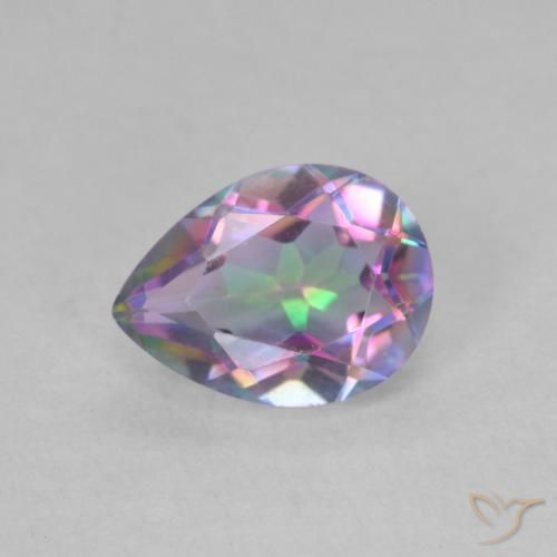 Quartz mystique Multicolore naturelle En forme de poire, 1.09 ct, VVS-VS