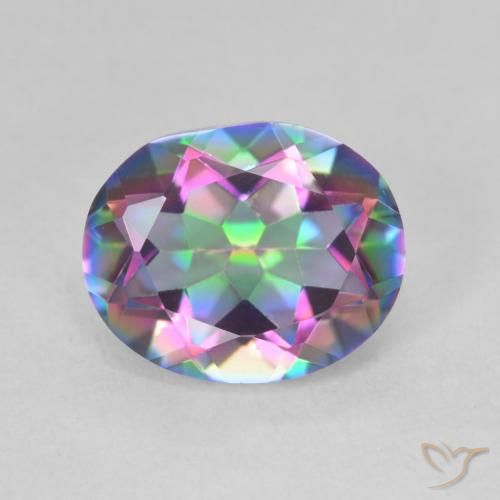 Quartz mystique multicolore naturelle coupe ovale, 3,22 ct, VVS-VS