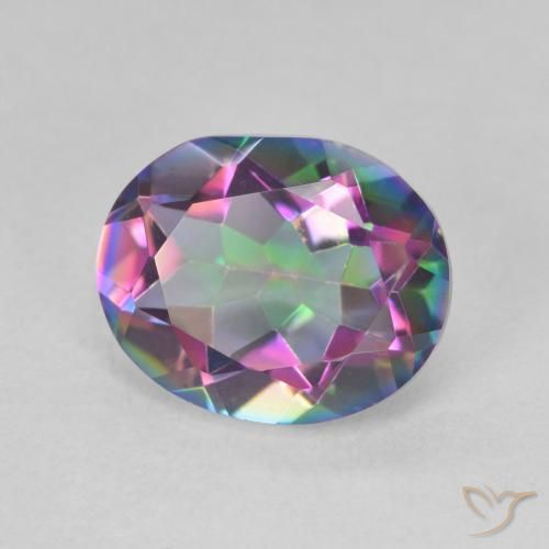 Quartz mystique multicolore naturelle coupe ovale, 3,22 ct, VVS-VS