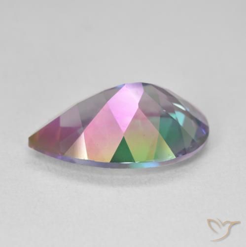 Quartz mystique Multicolore naturelle En forme de poire, 6.06 ct, VVS-VS