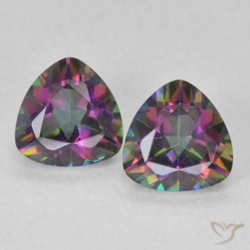 1.40ctw Naturel Multicolore Quartz mystique, Trillion, VVS-VS