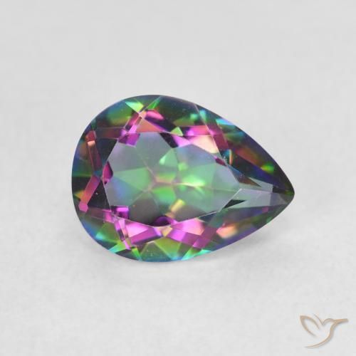 Quartz mystique Multicolore naturelle En forme de poire, 1.09 ct, VVS