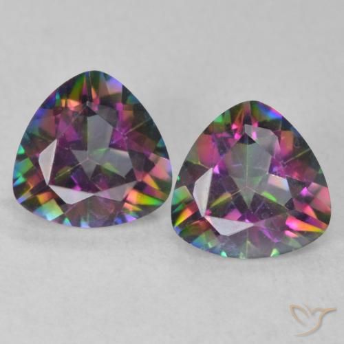 1.40ctw Naturel Multicolore Quartz mystique, Trillion, VVS