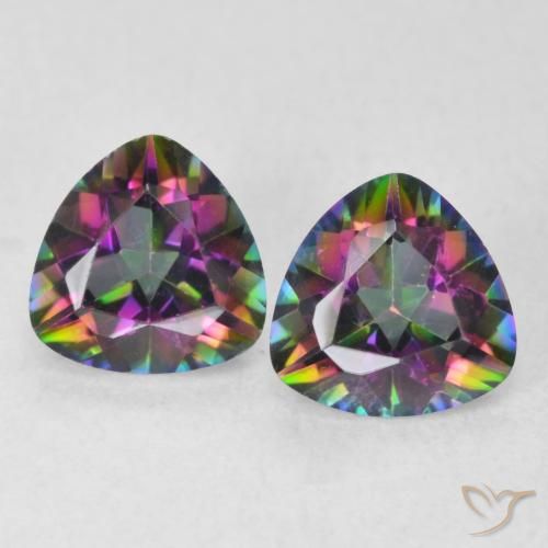 1.40ctw Naturel Multicolore Quartz mystique, Trillion, VVS