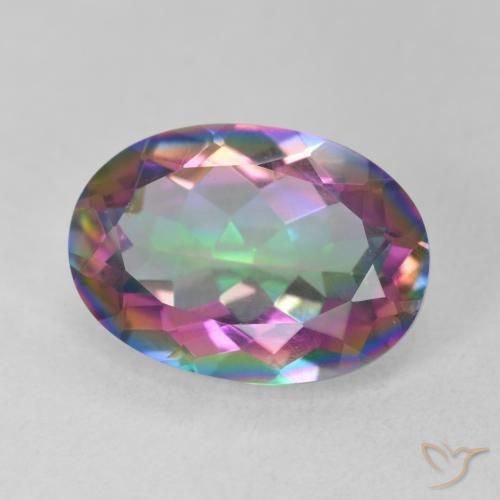 Quartz mystique multicolore naturelle coupe ovale, 5,17 ct, VS