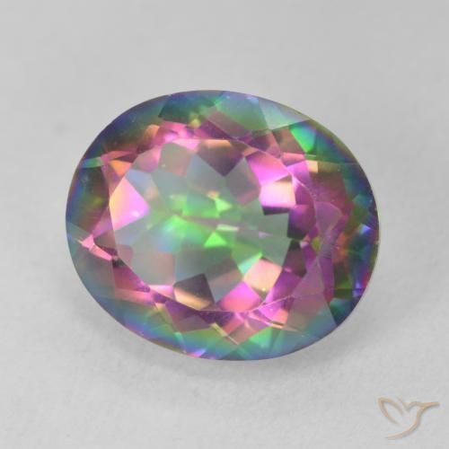 Quartz mystique Multicolore naturelle ovale, 6.03 ct, VVS