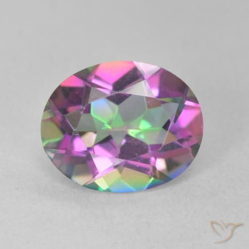 Quartz mystique Multicolore naturelle ovale, 3.15 ct, VVS