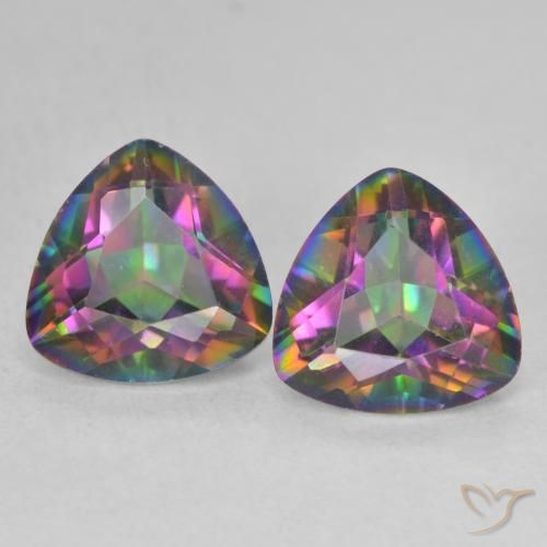 3.34ctw Naturel Multicolore Quartz mystique, Trillion, VVS