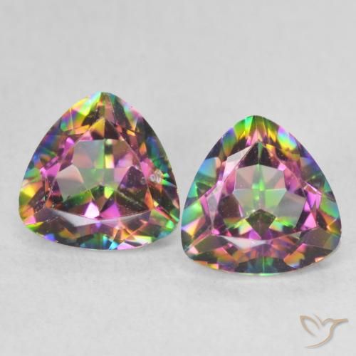 1.52ctw Naturel Multicolore Quartz mystique, Trillion, VVS-VS
