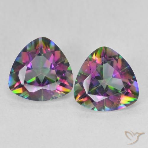 1.37ctw Naturel Multicolore Quartz mystique, Trillion, VVS