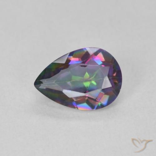 0.61ct Naturel Multicolore Quartz mystique, En forme de poire, VVS-VS