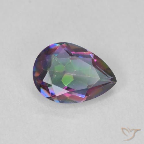 Quartz mystique Multicolore naturelle En forme de poire, 0.65 ct, VVS-VS