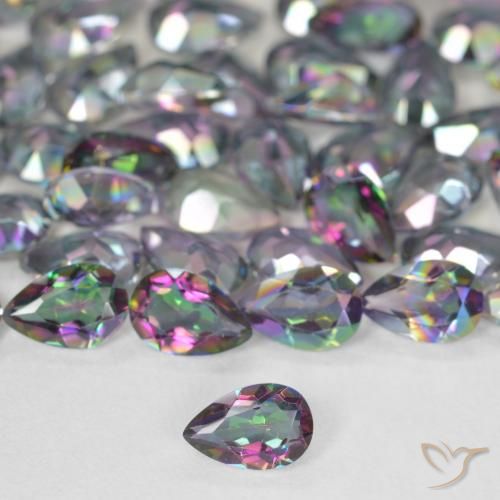 Quartz mystique multicolore naturelle en forme de poire, 0,34 ct, VS