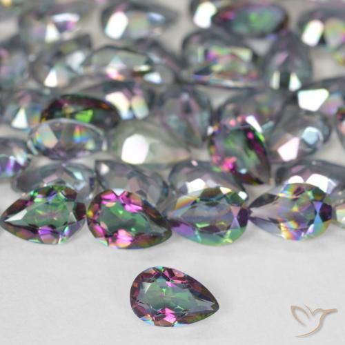 Quartz mystique multicolore naturelle en forme de poire, 0,34 ct, VS