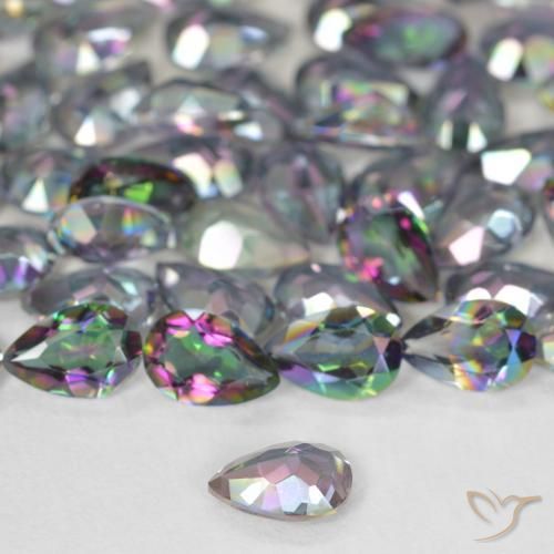 Quartz mystique multicolore naturelle en forme de poire, 0,34 ct, VS