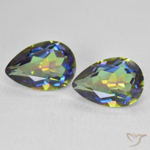 3.76ctw Naturel Multicolore Quartz mystique, En forme de poire, VVS-VS
