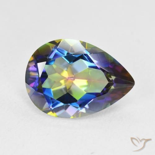 Quartz mystique Multicolore naturelle En forme de poire, 4.91 ct, VVS