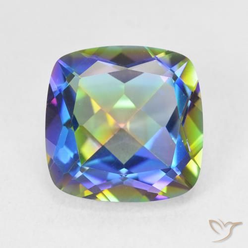 6.64ct Naturel Multicolore Quartz mystique, Coussin, VVS