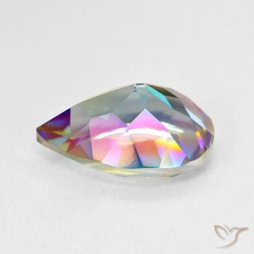 Quartz mystique Multicolore naturelle En forme de poire, 5.12 ct, VVS