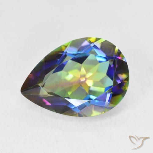 Quartz mystique Multicolore naturelle En forme de poire, 4.90 ct, VVS