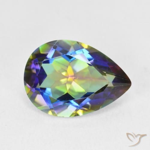 Quartz mystique Multicolore naturelle En forme de poire, 4.90 ct, VVS