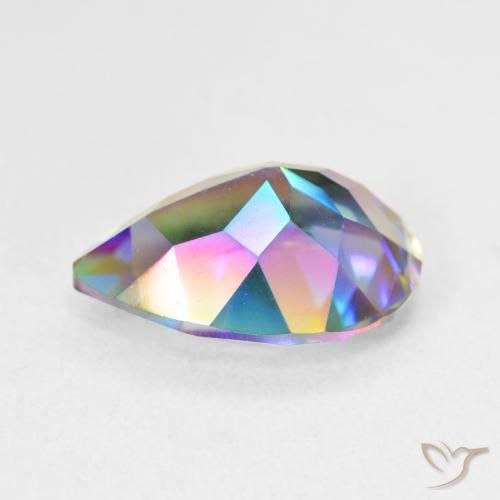 Quartz mystique Multicolore naturelle En forme de poire, 4.90 ct, VVS