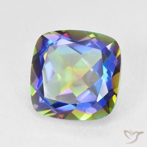 Quartz mystique multicolore naturelle coupe coussin, 6,74 ct, VVS