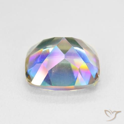 Quartz mystique multicolore naturelle coupe coussin, 6,74 ct, VVS