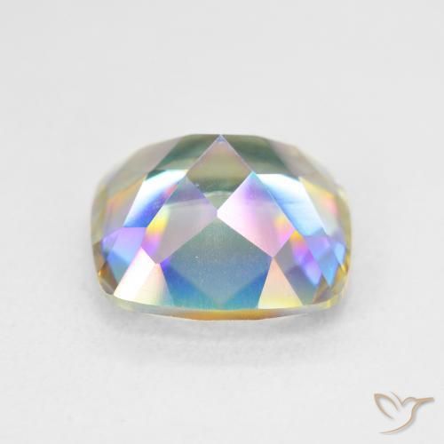 Quartz mystique Multicolore naturelle Coussin, 6.58 ct, VVS