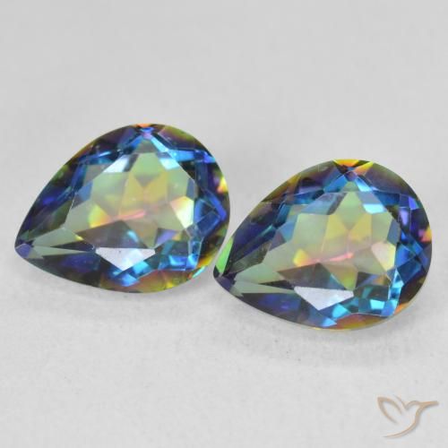 3.22ctw Naturel Multicolore Quartz mystique, En forme de poire, VVS-VS