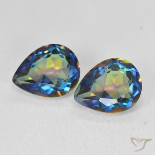 3.34ctw Naturel Multicolore Quartz mystique, En forme de poire, VVS-VS