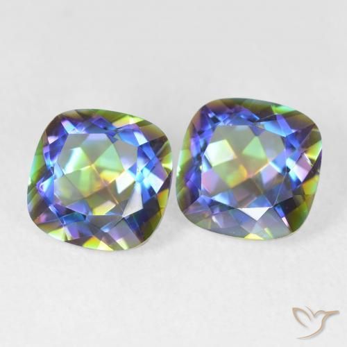 Achetez naturel 4.05ct Multicolore Quartz mystique gems, Coupe coussin, En provenance Brésil chez GemSelect. En stock, livraison internationale!