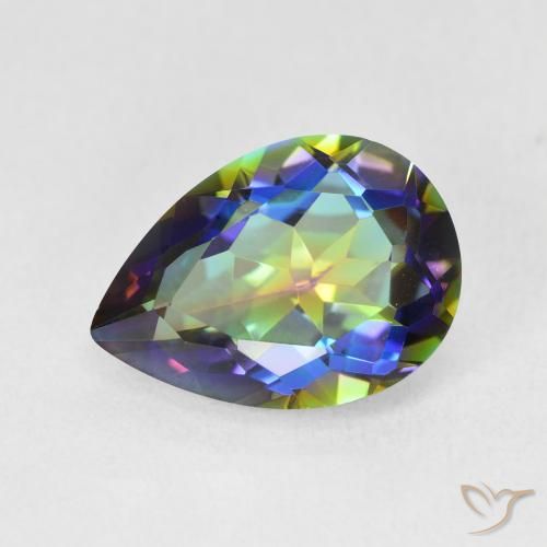 Quartz mystique Multicolore naturelle En forme de poire, 4.82 ct, VVS-VS