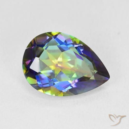 Quartz mystique Multicolore naturelle En forme de poire, 4.82 ct, VVS-VS